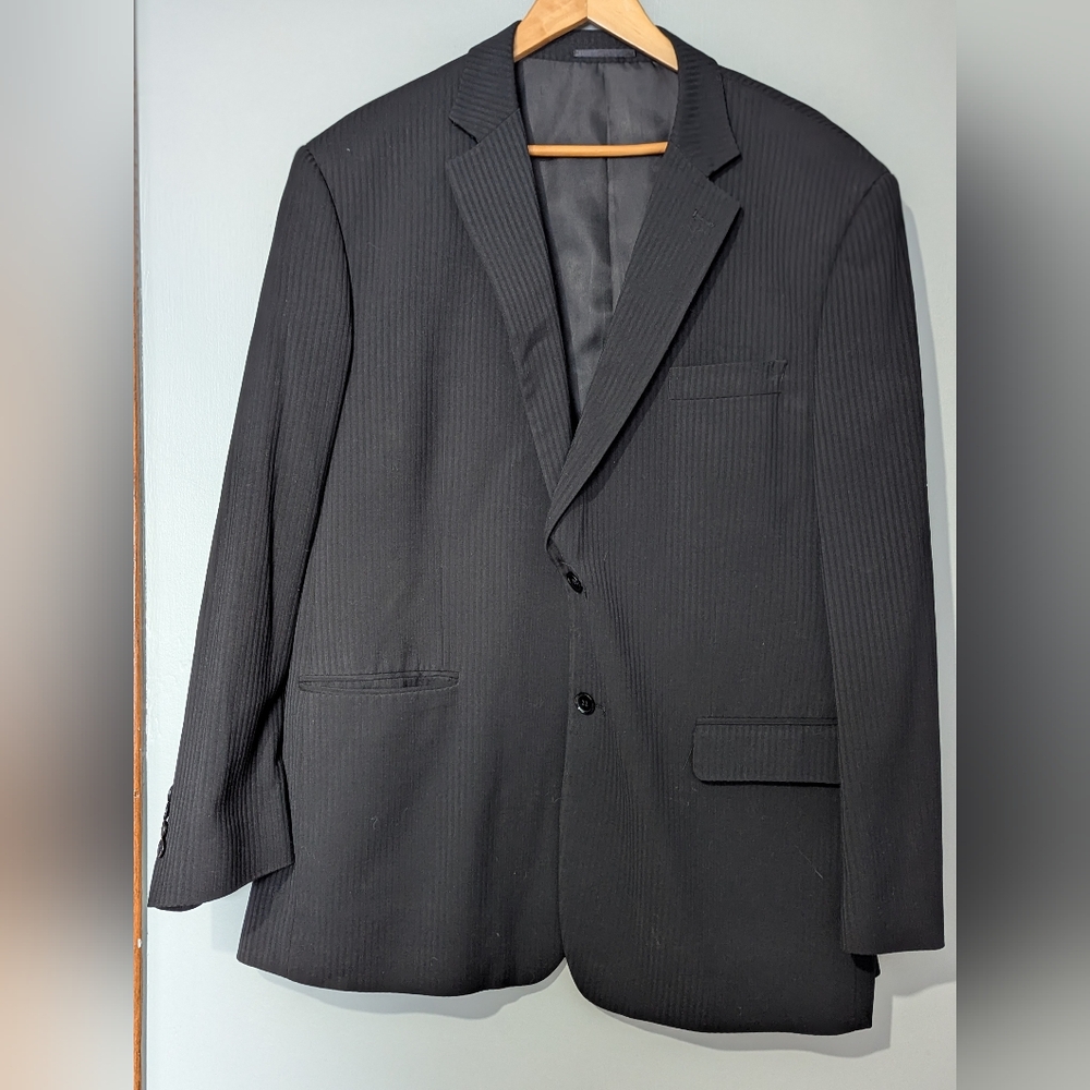 Lanfranco Black Men's Pinstripe Suit Jacket Wedding‎ Old Money Dark Academia